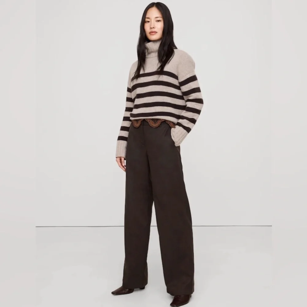 NWT Banana Republic Wide Leg Everyday Ganache Brown Pant Sz M (#713473)